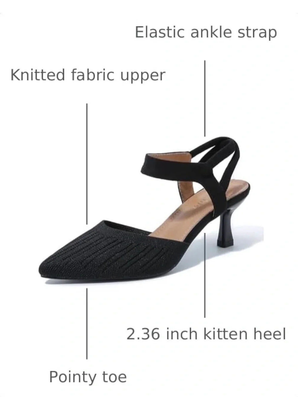 Pointed toe kitten heel pumps